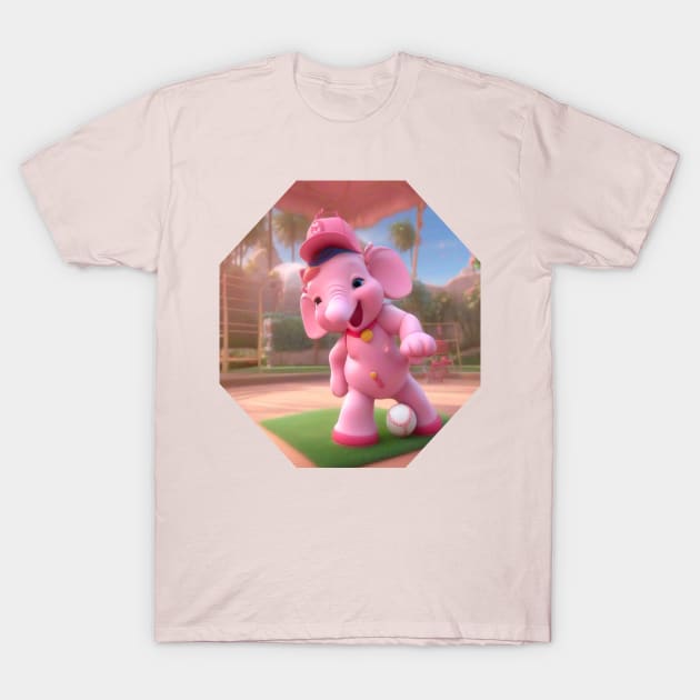 Happy baseball pink elephant T-Shirt by sailorsam1805